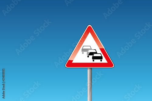 Verkehrszeichen 124 Stau PKW Autobahn