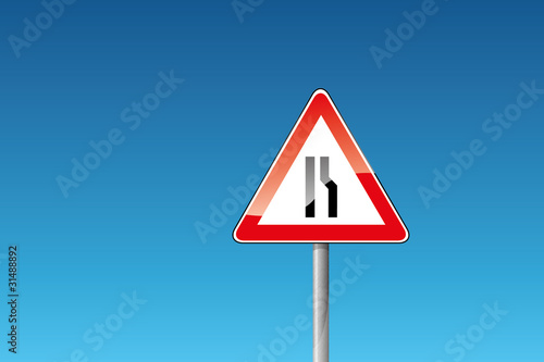 Verkehrszeichen 121-10 Einseitig (rechts) verengte Fahrbahn