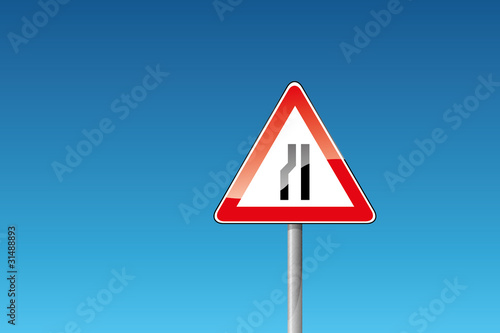 Verkehrszeichen 121-20 Einseitig (links) verengte Fahrbahn