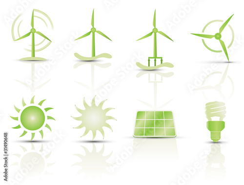 Vektor Iconset - Symbole Erneuerbare Energien - 3D (1/2)