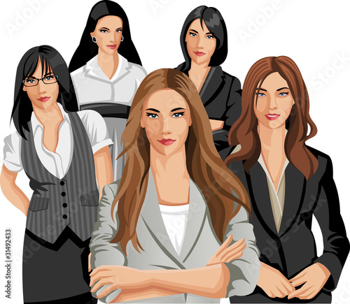 Set of five Business women
