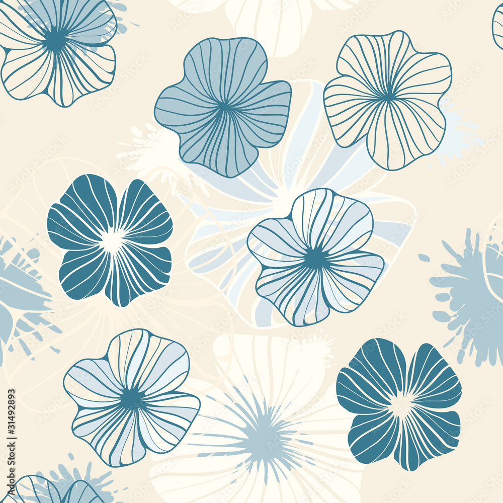 seamless background with abstract flowers and blots