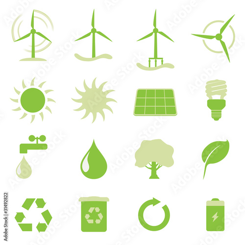 Vektor Iconset - Buttons Erneuerbare Energien