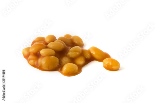 Baked beans isolated over white photo