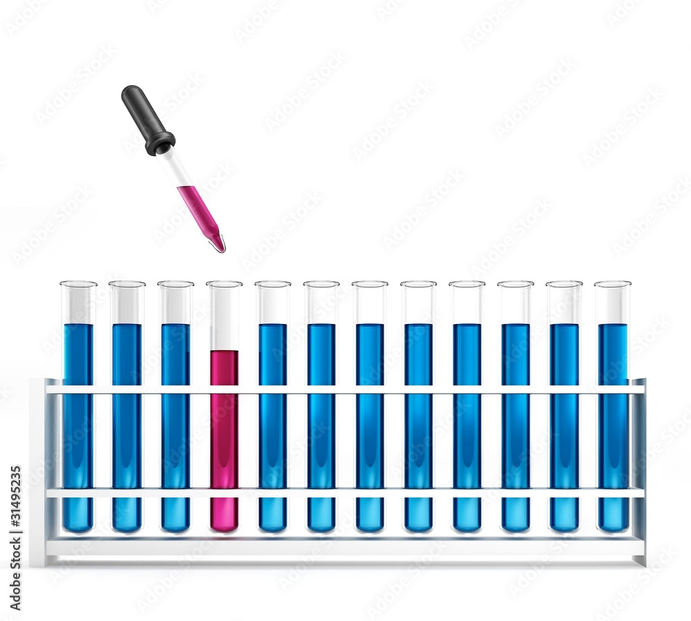 12 Reagenzgläser mit Pipette - Reaktion - Pink - Blau - Chemie 12 Reagenzgläser mit Pipette - Reaktion - Pink - Blau - Chemie