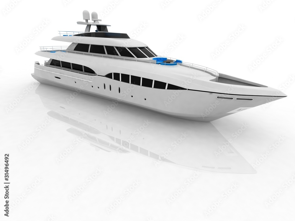 White pleasure yacht isolated on a white background White pleasure yacht isolated on a white background
