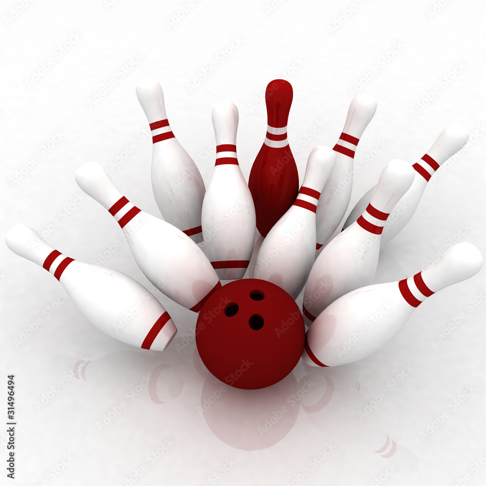 Bowling ball crashing into the pins Bowling ball crashing into the pins