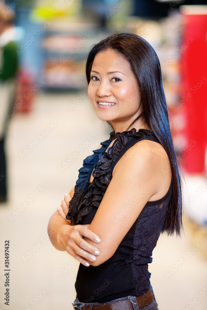 Asian Woman in Grocery Store