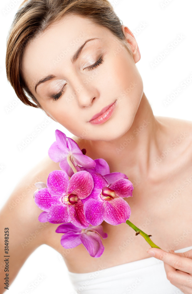 woman with orchid woman with orchid