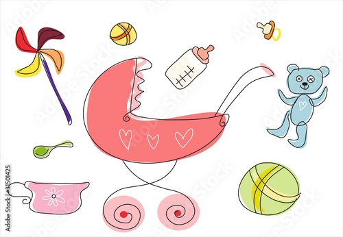 baby stroller and baby goods collection