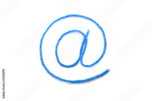 the symbol e-mail from a blue wool