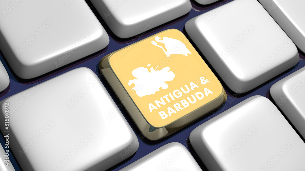 Keyboard (detail) with Antigua & Barbuda map key