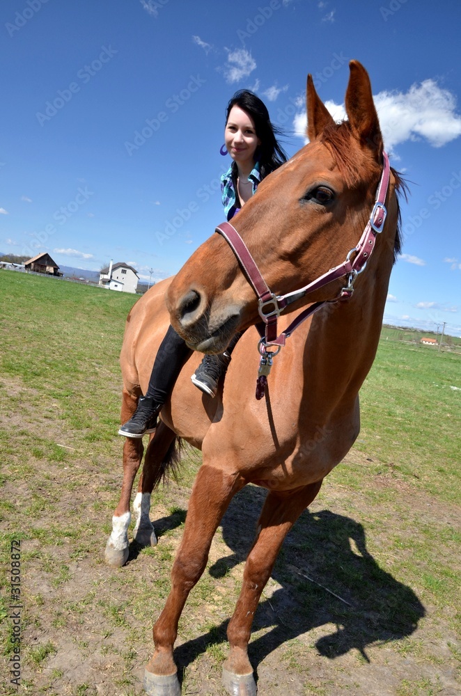 Fototapeta premium femme et cheval