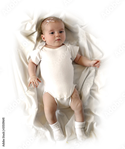 Baby on White Blanket photo