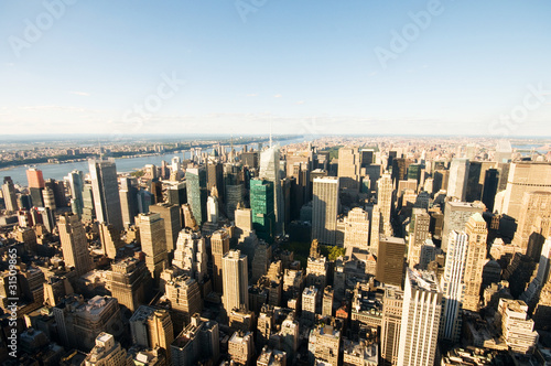 New York city panorama with tall skyscrapers