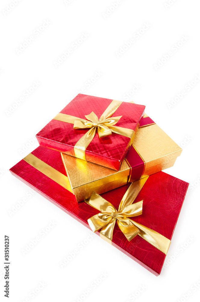 Obraz premium Gift boxes isolated on the white background