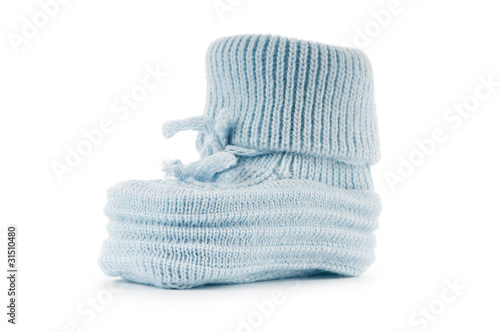 Woven baby shoes isolated on white background