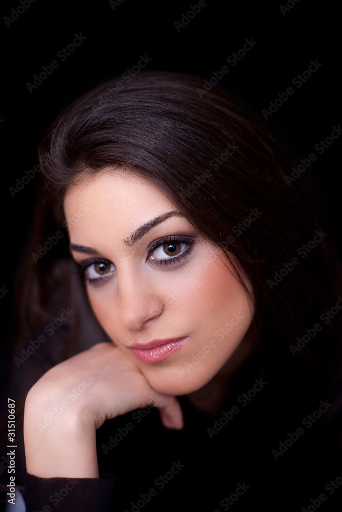 Young woman with wonderful eyes, on black background Young woman with wonderful eyes, on black background