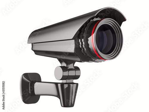 security camera on white ba...