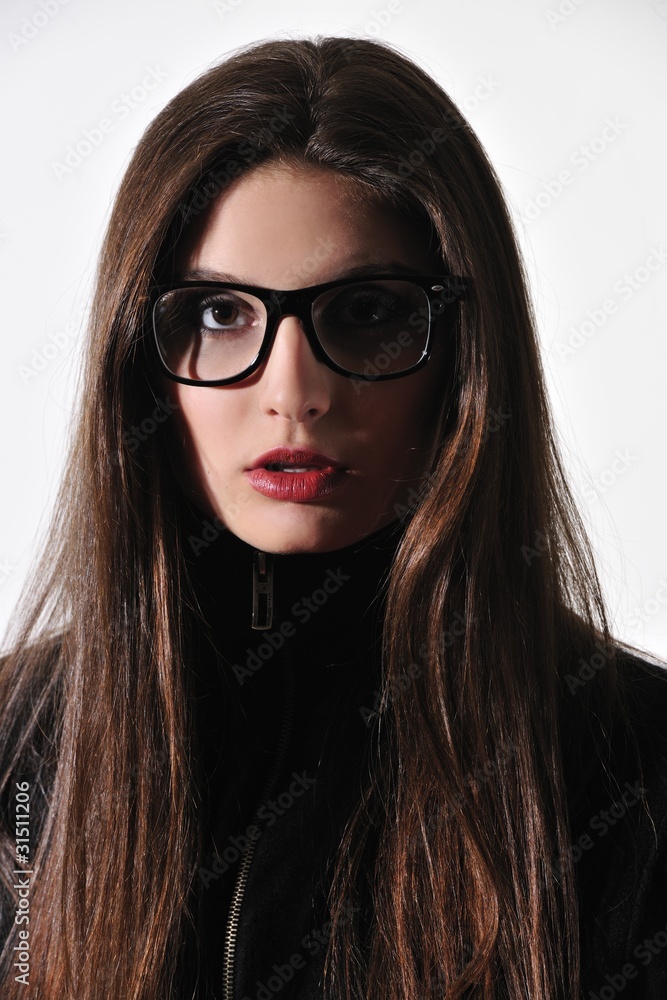 attractive, bruneette, portrait, student, young
