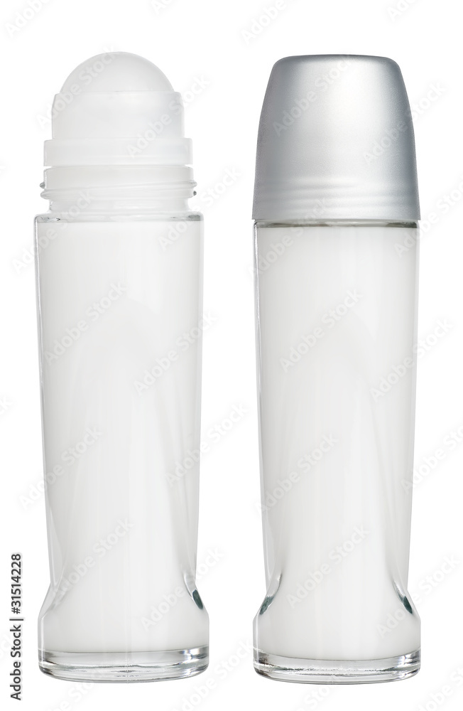 Deodorant roll on tubes isolated on white with clipping path Deodorant roll on tubes isolated on white with clipping path