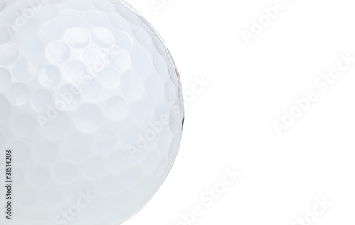 Macro shot of a golf ball isolated on a white background