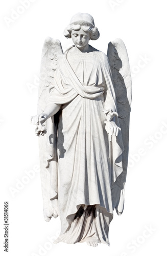 Young female angel isolated on a white background with clipping