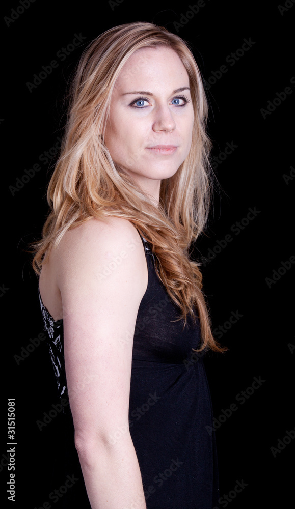 Naklejka premium Cute Girl In Black