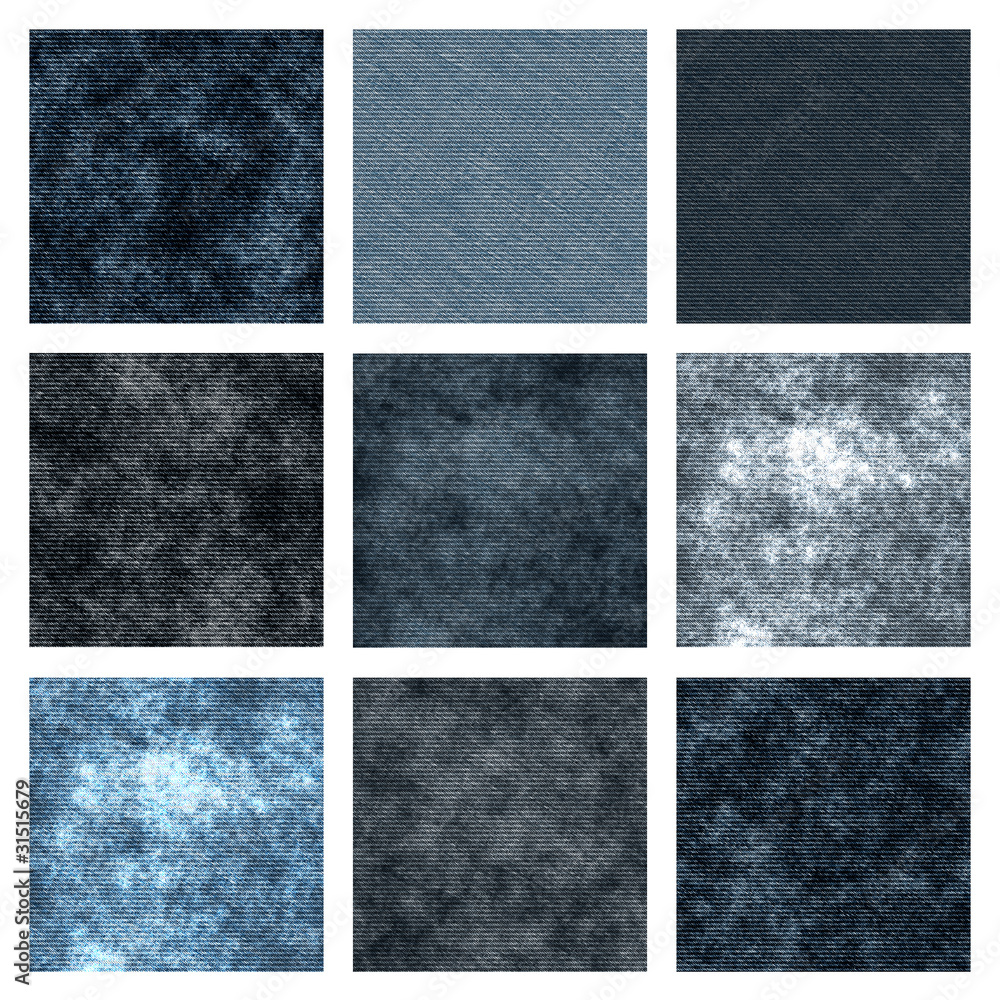Fototapeta premium Set of nine seamless denim textures with fine detail