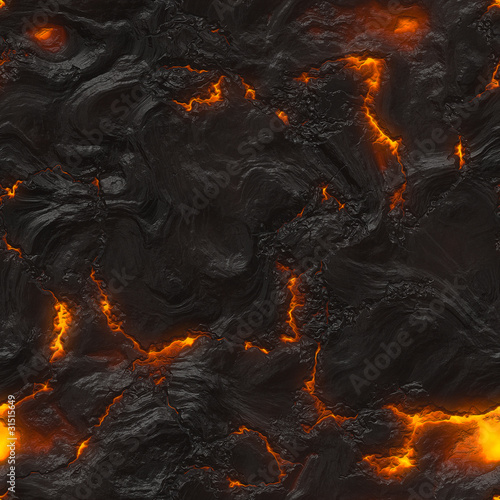 Seamless magma or lava texture with melting rocks and fire
