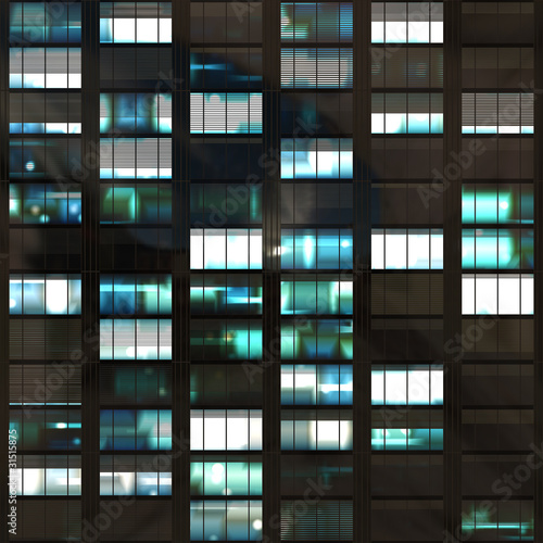 Night city wallpaper - Wall mural Seamless illustration resembling  windows in building