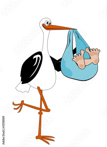 Stork with baby