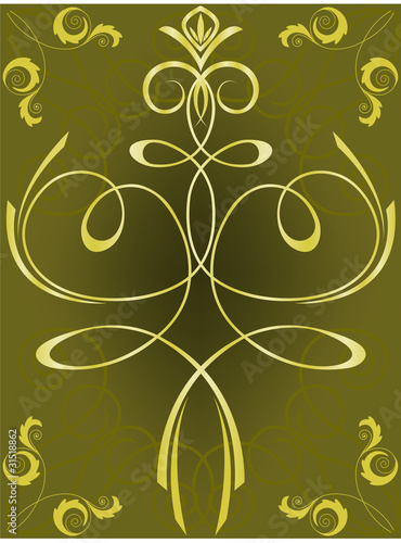 shimmering gold ornament on a dark background