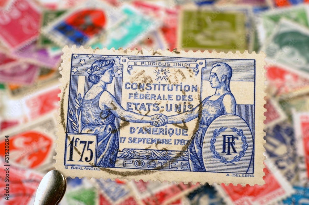timbres - 1fr 75 - Constitution fédérale des Etats-Unis d'Amérique 17 septembre 1787 - philatélie France