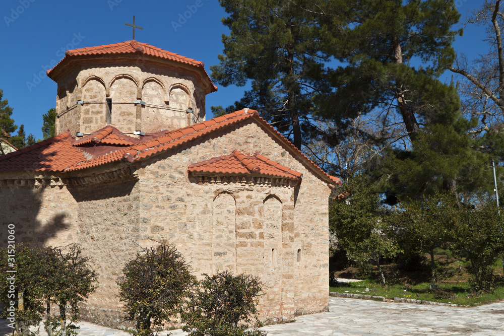 Naklejka premium Church of Agia Lavra at Kalavryta village in Greece