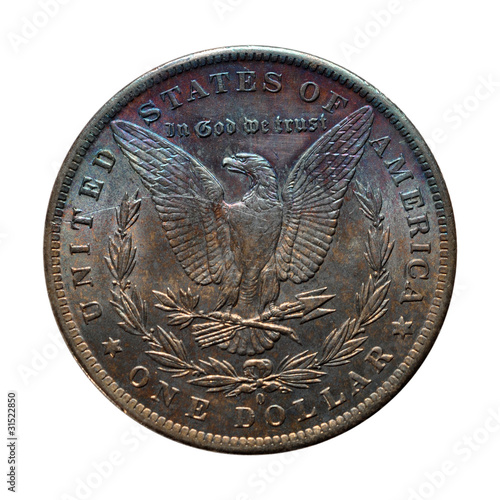 Obraz na plátne isolated reverse of toned Morgan silver dollar - 1884 O