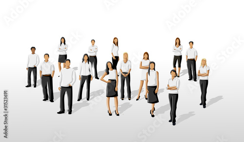 Template of a group people wearing white clothes