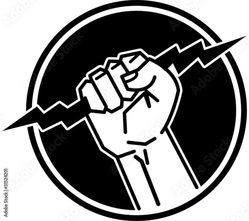 Lightning in the hand, abstract vector icon