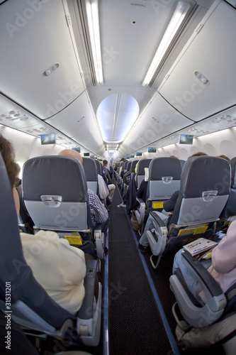 Kabine in einem Passagierflugzeug