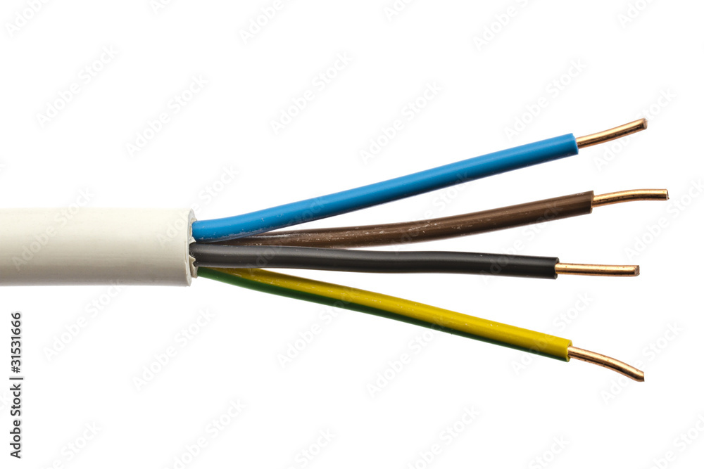 Electric power cable isolated on white Electric power cable isolated on white