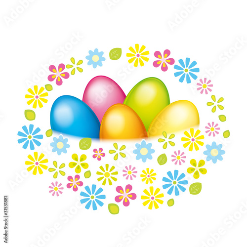 Fototapeta kuchenna Easter basket with colored eggs