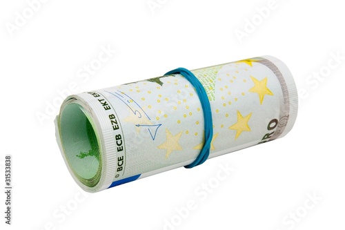 Roll of euros isolated