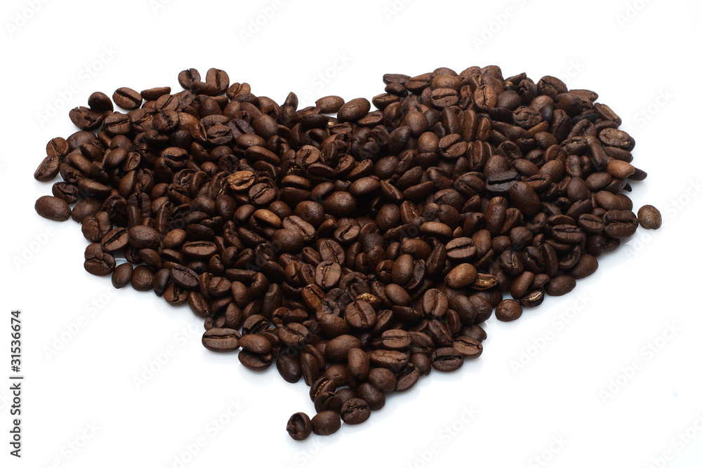 heap of coffee crops in heart shape heap of coffee crops in heart shape