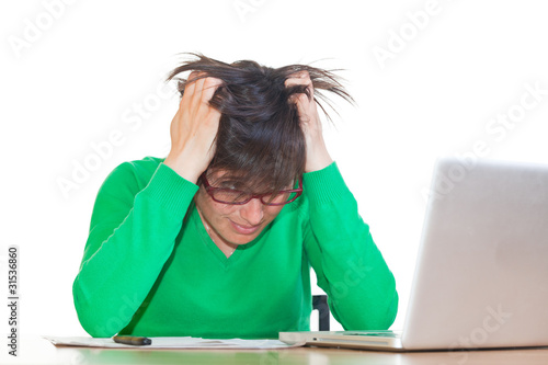 Stressed Young Woman at Work photo