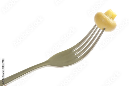mushroom on a fork