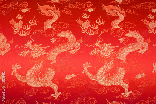 Fragment of red chinese silk