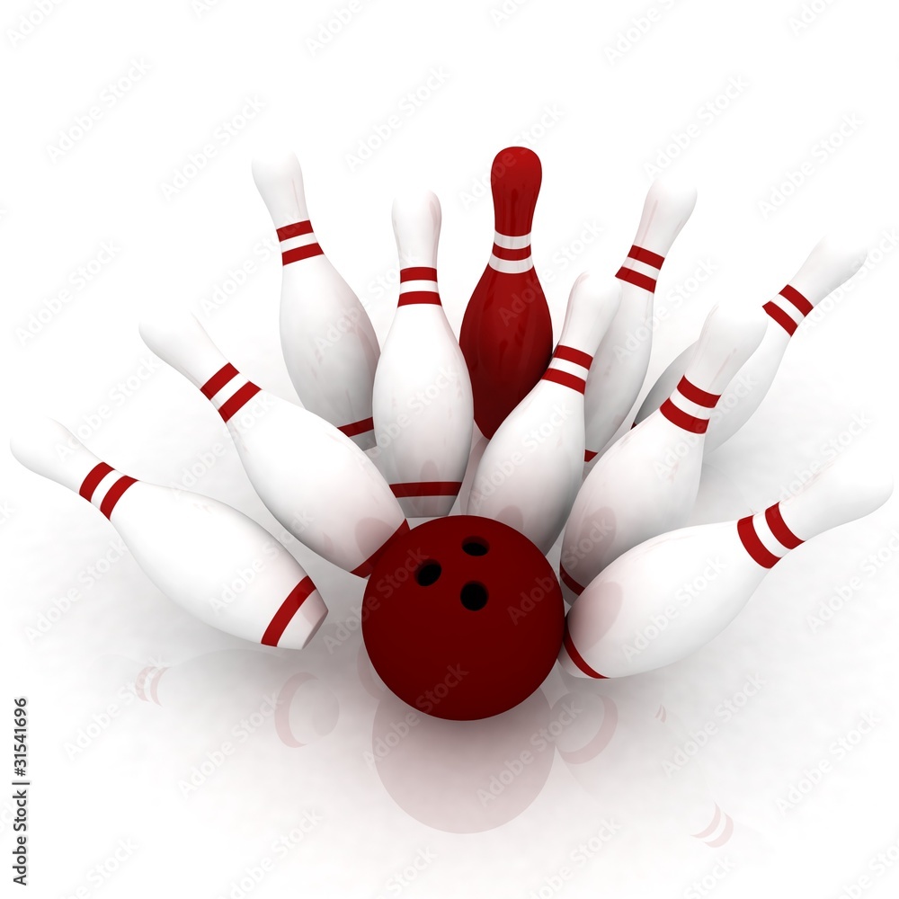 Bowling ball crashing into the pins Bowling ball crashing into the pins