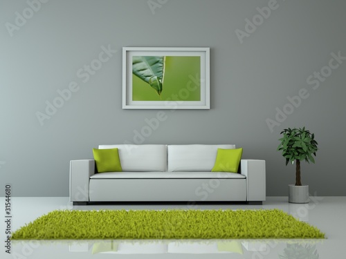 Innendesign -Sofa grün weiss