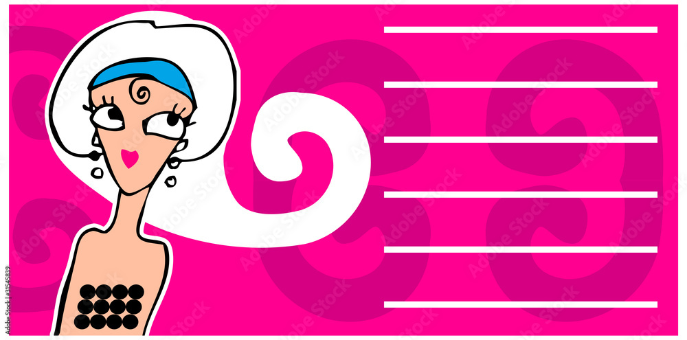 Retro woman face cartoon banner or card Retro woman face cartoon banner or card