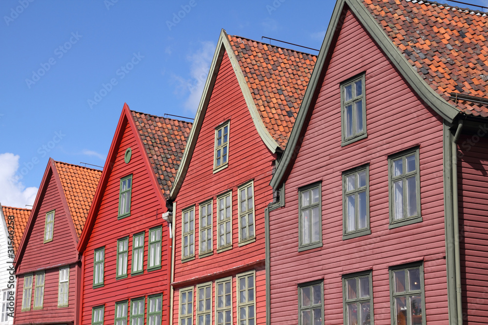 Bergen, Norway - Bryggen street, listed by UNESCO